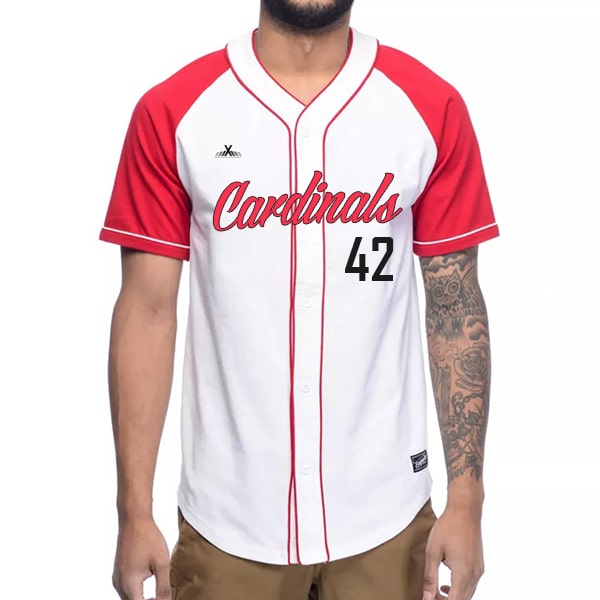 Men's White/Red St. Louis Cardinals Show The Leather Raglan V-Neck T-Shirt